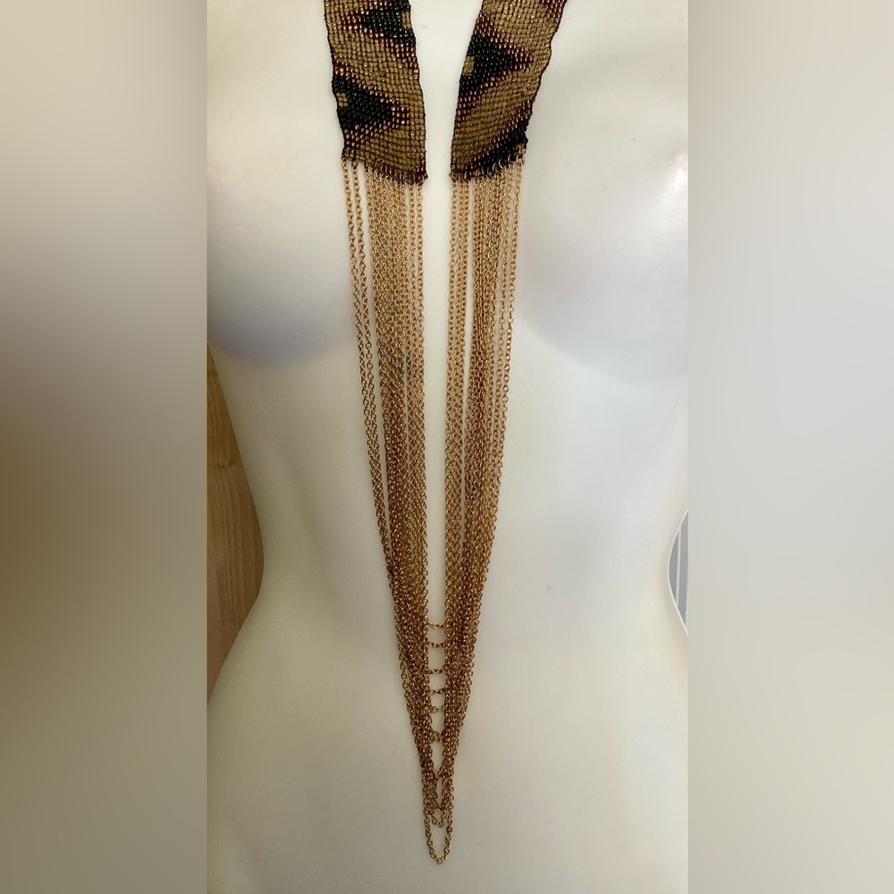 New ❣️ 24 Strand Gold Chain Beaded Necklace Y2K Vintage - Picture 8 of 14